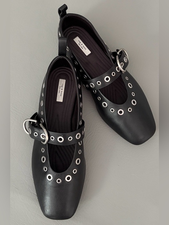 rag & bone Shoes - Rag & Bone Shoes Spire Leather Grommet Mary Jane Ballerina Flats Black size 8